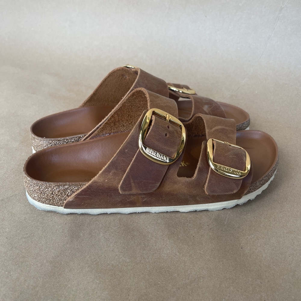 Birkenstock Big Buckle Brown Cognac Leather Arizona Sandal